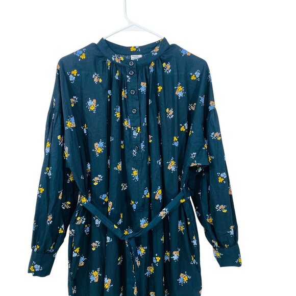 Baum Und Pferdgarten Maxi Dress Size 34 XS Black Floral Long Sleeve Side Pockets - Picture 4 of 9